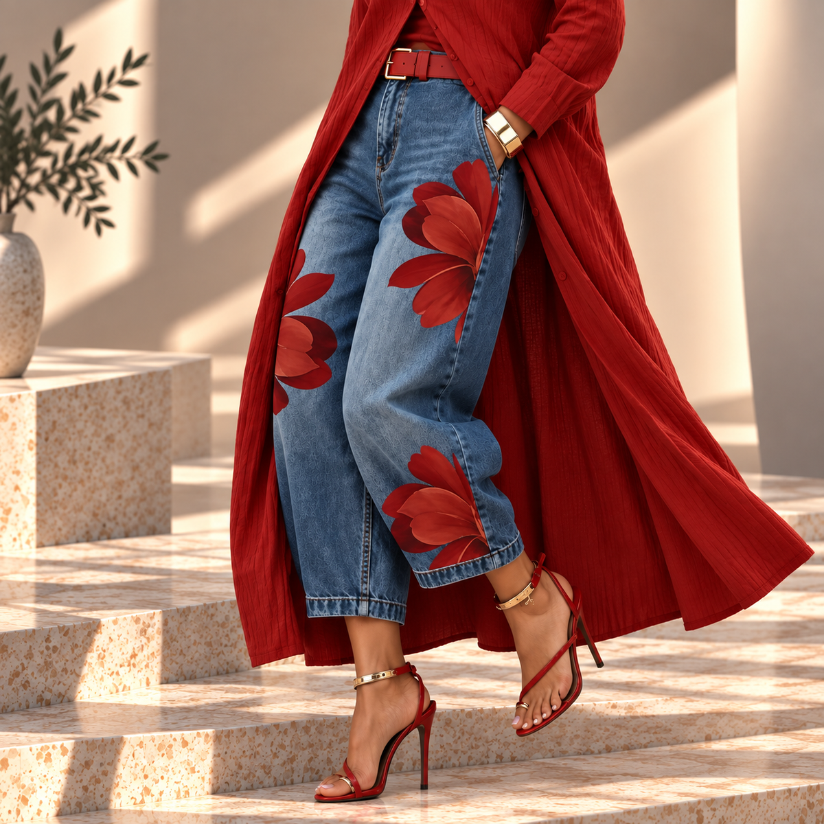 Pantalón Vaquero Floral
