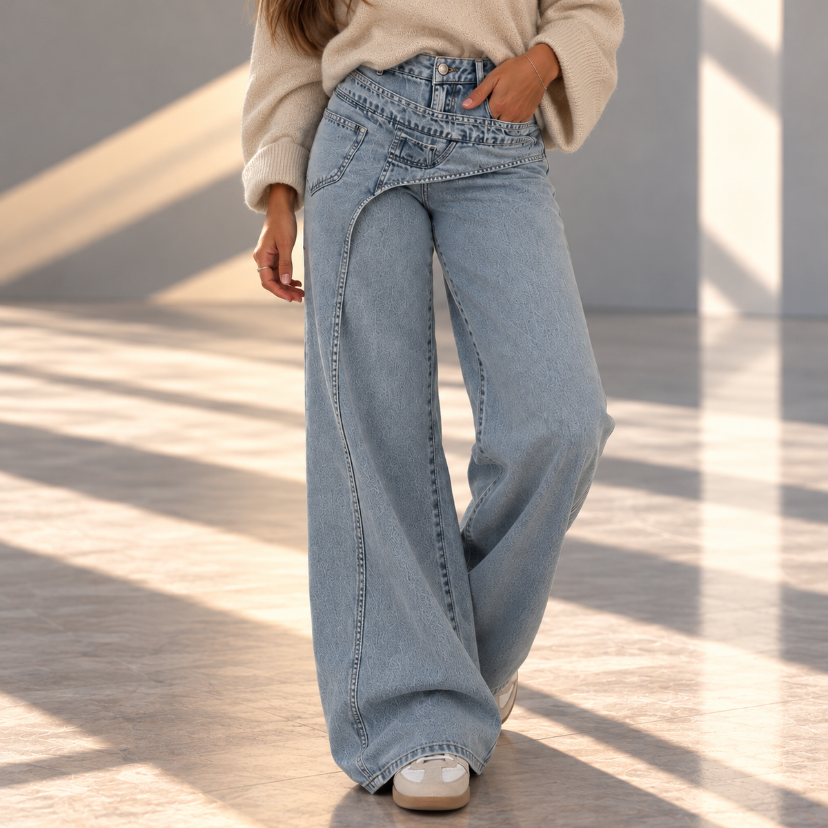 Vaqueros Denim de Corte Amplio y Diseño Exclusivo