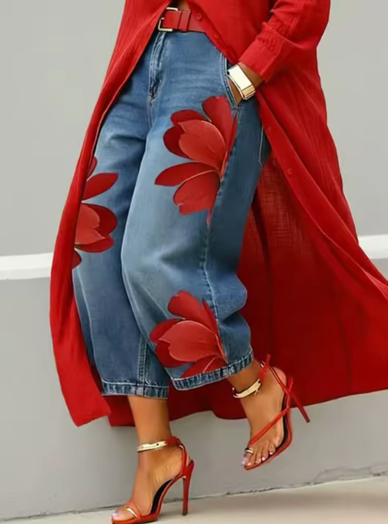 Pantalón Vaquero Floral