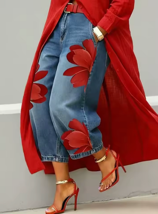 Pantalón Vaquero Floral