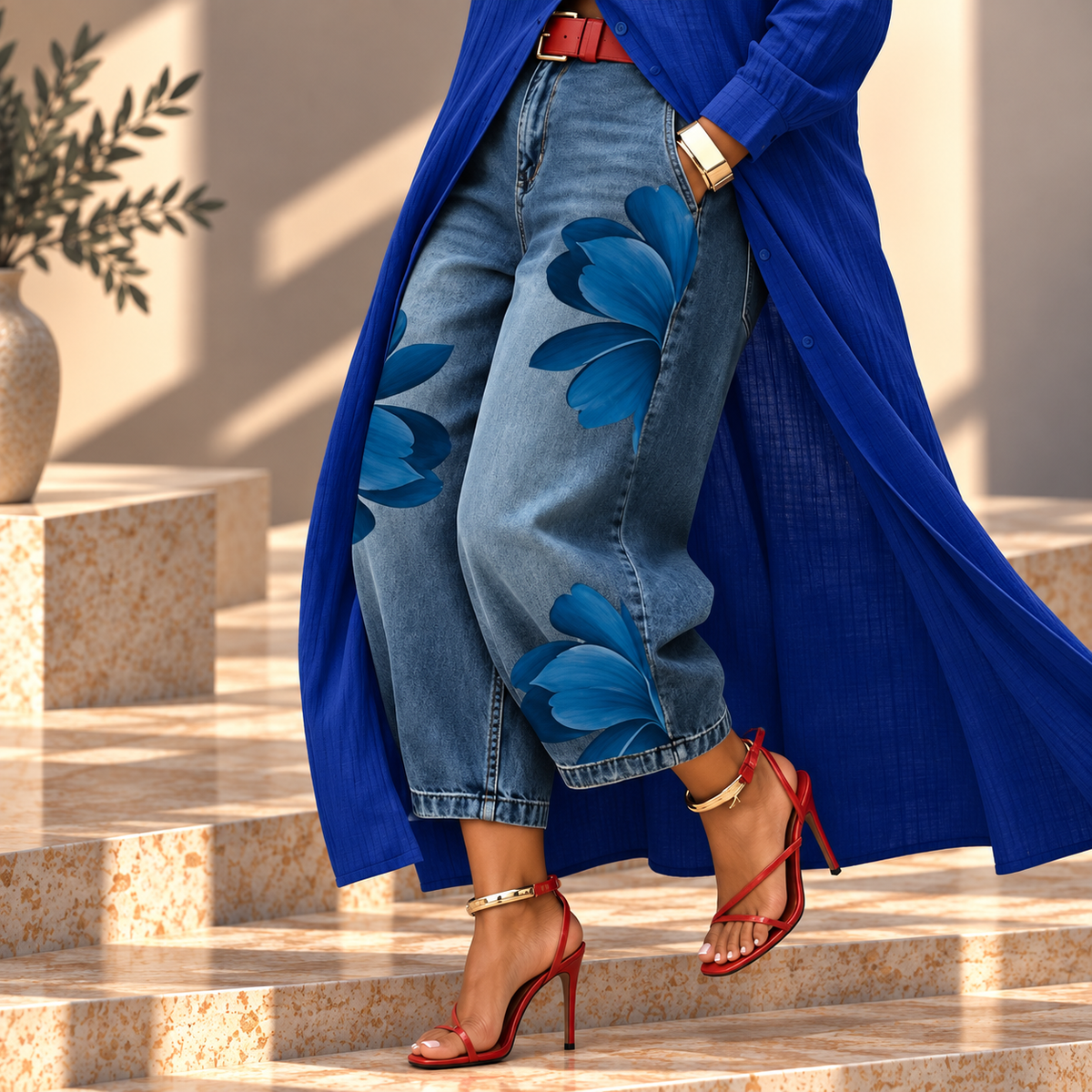 Pantalón Vaquero Floral