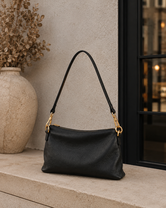 Bolso de hombro de piel negro