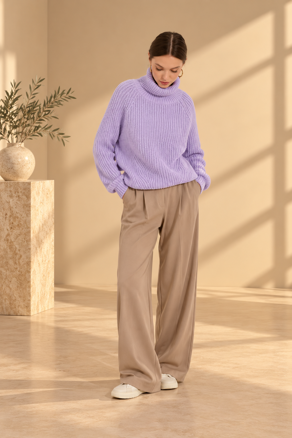 Jersey de Punto Grueso con Cuello Alto